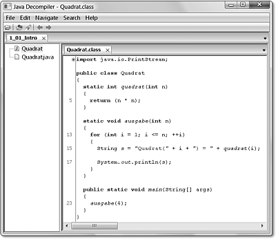 Decompilation der Quadrat-Klasse mit JD-GUI